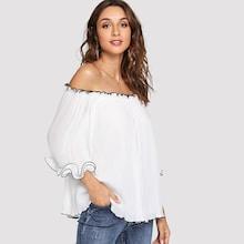 Shein Off Shoulder Ruffle Tunic Top