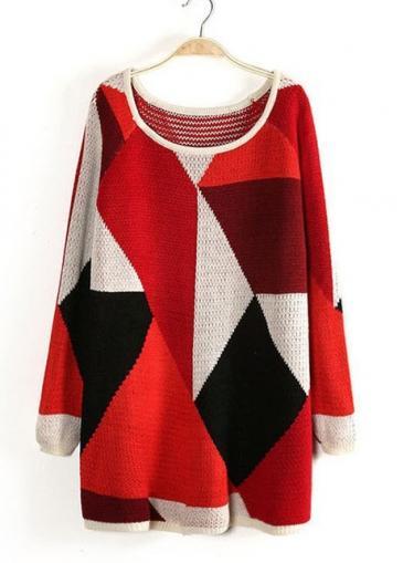 Rosewe Hot Sale Color Split Long Sleeve Round Neck Pullovers