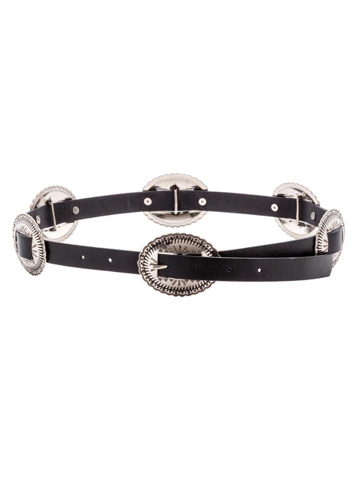 Shein Black Faux Leather Carved Buckle Skinny Belt