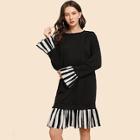 Shein Striped Ruffle Trim Sweatshirt Dress