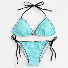 Shein Self Tie Metal Bikini Set