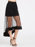 Shein Textured Dots High Low Mesh Skirt