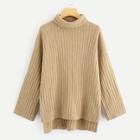 Shein Rolled Neck Stepped Hem Sweater