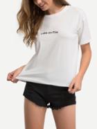 Shein White Slogan Print T-shirt