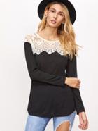 Shein Contrast Lace Trim T-shirt