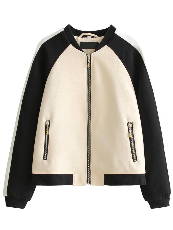 Shein Color Block Zipper Up Baseball Jacket