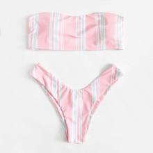 Shein Bandeau High Leg Bikini Set