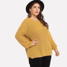 Shein Plus Drop Shoulder Bishop Sleeve Sweater
