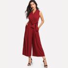 Shein Bow Tie Waist Wide Leg Jumpsuit