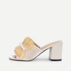 Shein Faux Pearl & Fringe Detail Heeled Mules