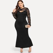 Shein Plus Lace Yoke Form Fitting Dress