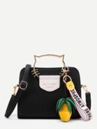 Shein Cat Ear Handle Pu Shoulder Bag With Pineapple Detail