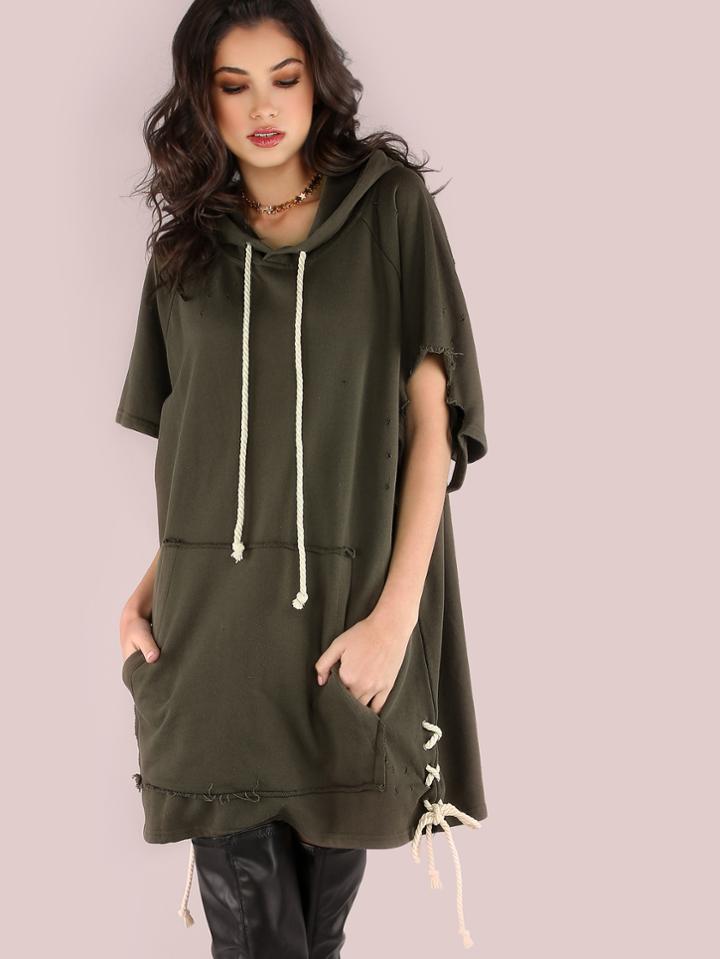 Shein Oversized Grunge Hoodie Olive