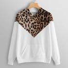 Shein Contrast Leopard Print Pocket Front Sweatshirt