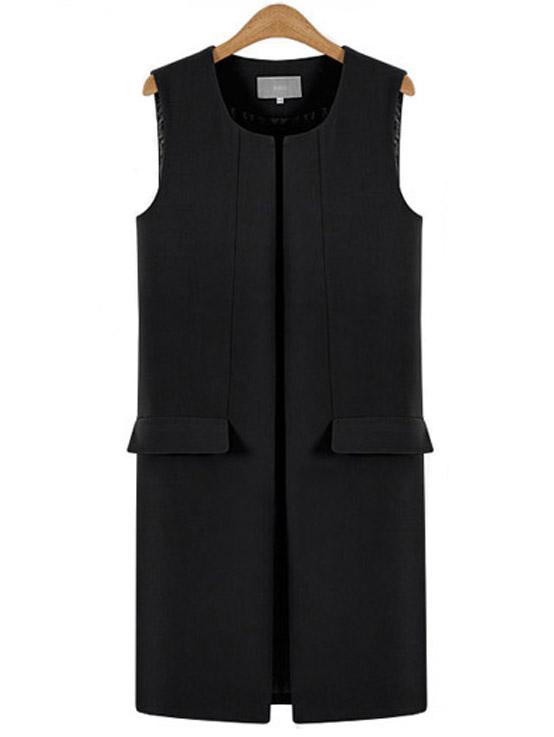 Shein Black Split Vest Coat With Pockets