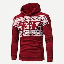 Shein Men Christmas Print Raglan Sleeve Hoodie