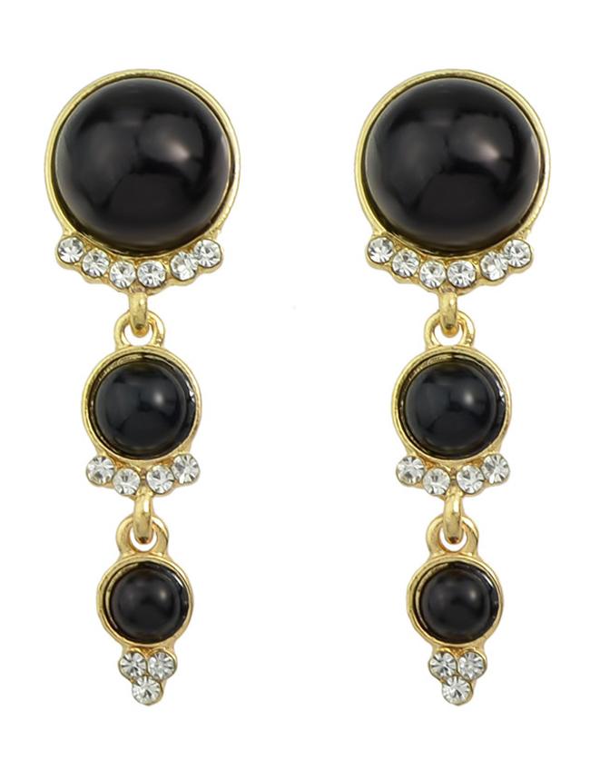 Shein Black Long Hanging Pearl Earrings