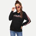 Shein Contrast Taped Side Letter Print Hoodie