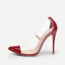 Shein Clear Design Cap Toe Stiletto Heels
