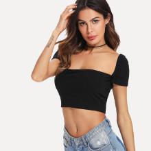 Shein Ribbed Knit Crop Tee
