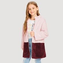 Shein Girls Zip Up Hoodie Teddy Coat
