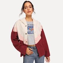 Shein Colorblock Zip Up Teddy Jacket
