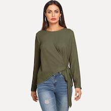 Shein Keyhole Back Knotted Asymmetrical Top