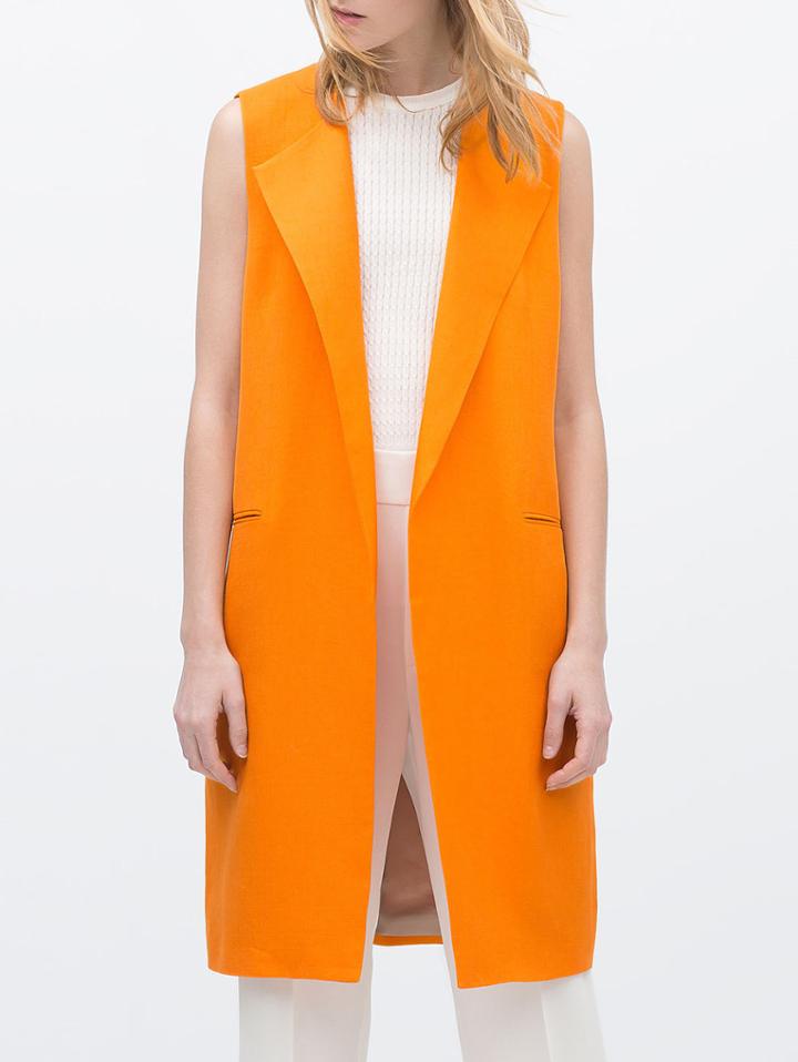 Shein Yellow Lapel Edge Pockets Vest