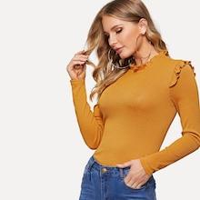 Shein Ruffle Detail Ribbed Knit Tee