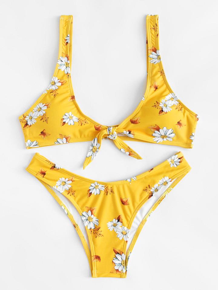 Shein Calico Print Knot Bikini Set