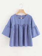 Shein Gingham Zipper Back Smock Blouse