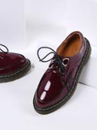 Shein Lace Up Design Patent Leather Flat Shoes