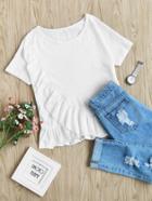 Shein Frilled Detail Overlap Slub T-shirt