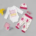 Shein Toddler Girls Letter Print Jumpsuit & Floral Print Pants & Hat