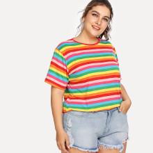 Shein Plus Colorful Striped Tee