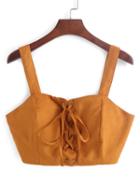 Shein Faux Suede Lace-up Crop Cami Top