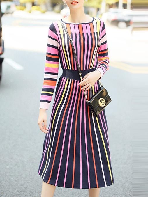 Shein Navy Color Block A-line Dress
