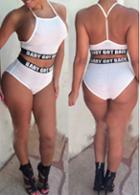 Rosewe Letter Print Camisole Top And White Panty Set