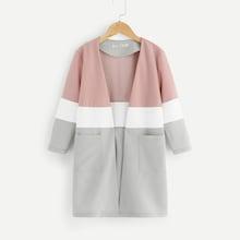 Shein Girls Color-block Pocket Front Coat