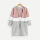 Shein Girls Color-block Pocket Front Coat