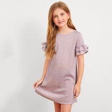 Shein Girls Keyhole Back Glitter Dress