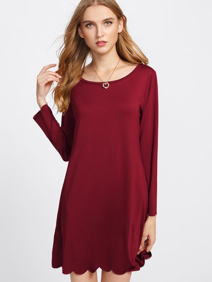 Shein Scalloped Hem Tee Dress