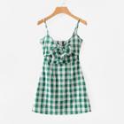 Shein Check Plaid Knotted Cami Dress