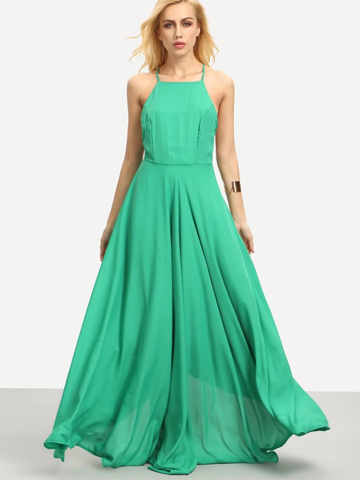 Shein Square Neck Crisscross Maxi Dress