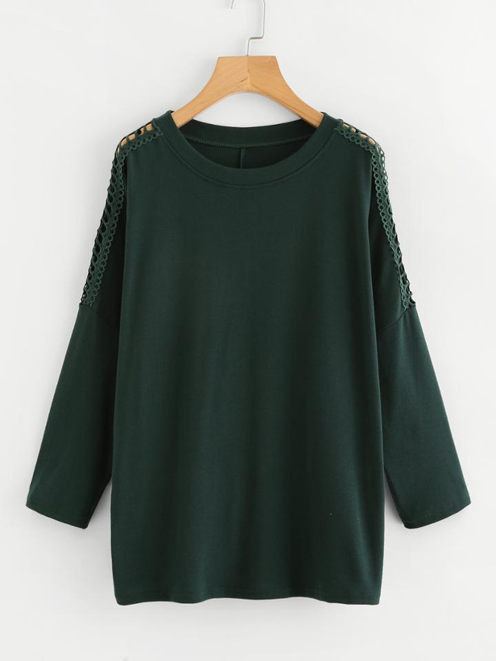 Shein Crochet Panel Dolman Sleeve T-shirt