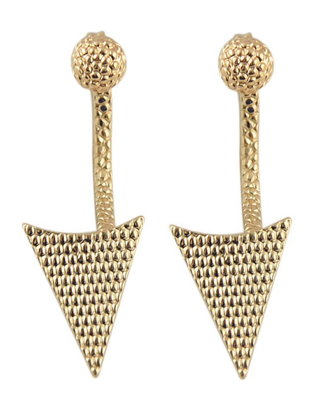 Shein Hot Sale Gold And Silver Plated Hanging Stud Triangle Earrings