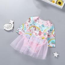 Shein Toddler Girls Unicorn Pattern Mesh Overlay Jumpsuit
