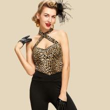 Shein Cross Halterneck Leopard Top