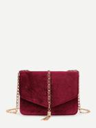 Shein Chain Tassel Flap Velvet Crossbody Bag