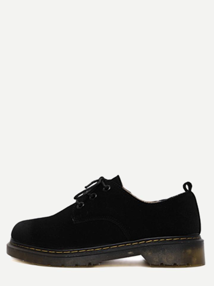 Shein Black Almond Toe Lace Up Wedges